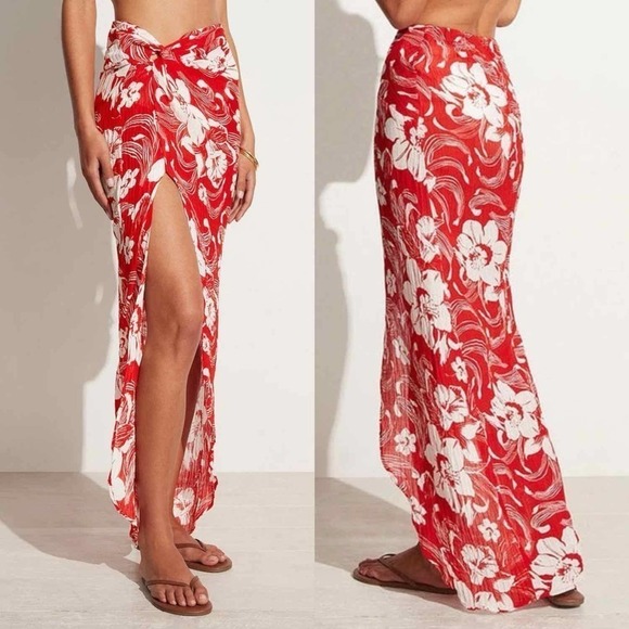 Faithfull The Brand Lulu Maxi Skirt Camara Floral Print Red - Picture 5 of 14